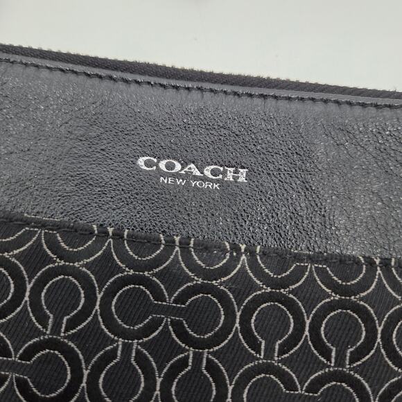 Coach New York Signature Op Art Black Gray Crossbody Canvas Leather Trim Slim - Picture 5 of 6